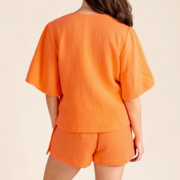 S'edge Rowan Top Shirt & Leslie Skorts 2 Piece Women's Orange Button Front set L - Picture 6 of 14